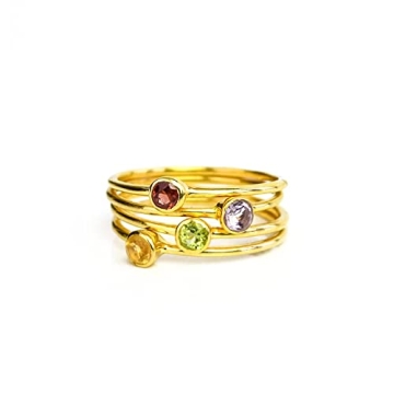 Elegant Mother's Ring Set – Stackable Birthstone Rings for Moms