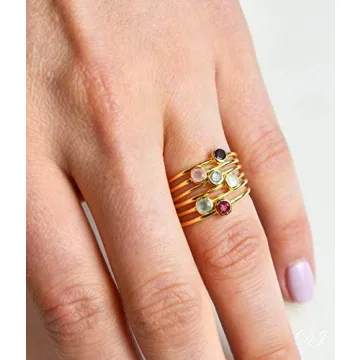 Unique Stackable Birthstone Rings for Mother's Day Gift