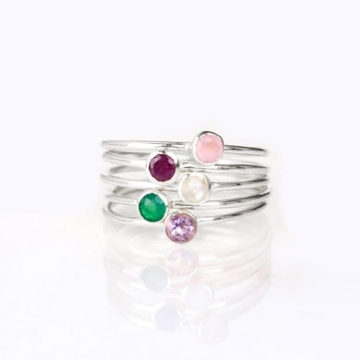 Unique Stackable Birthstone Rings for Mother's Day Gift