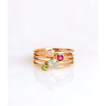 Unique Stackable Birthstone Rings for Mother's Day Gift