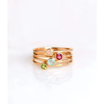 Unique Stackable Birthstone Rings for Mother's Day Gift