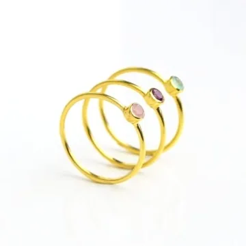 Unique Stackable Birthstone Rings for Mother's Day Gift