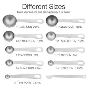 Measuring Cups and Spoons Set, Stainless Steel Measuring Cups and Spoons, 18/8 Steel Measuring Cups Spoons, Heavy Duty 8 Measuring cups, 9 Measuring Spoons, Baking Measure Cups Spoons Set
