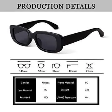 JUDOO Rectangle Sunglasses for Women Vintage Fashion Narrow Square Frame with UV400 Protection ((2 pack) Black+Tortoise Frame Brown Lens)