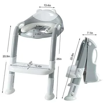 Toddlers Potty Training Toilet Seat Boys Girls, Kids Potty Training Seat Step Stool Ladder,Fedicelly Potty Chair (Gray/White)