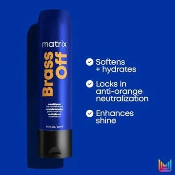 Matrix Brass Off Nourishing Leave In Conditioner | Tones brassiness | Repairs Dry, Damaged Hair | For Color Treated & Bleached Hair | Non-Color Depositing | Leave-In Salon Conditioner