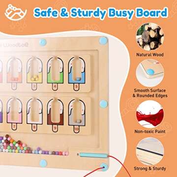 Woodtoe Magnetic Color and Number Maze, Montessori Wooden Magnet Puzzle Game Board for Toddlers, Learning & Education Toys for Preschoolers, Fine Motor Skills Birthday Toys for Boy Girl 3-6