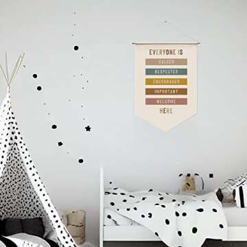 Everyone Is Valued Wall Hanging, Classroom Welcome Quote, Boho Classroom Decor, All Are Welcome Here, Rainbow Wall Banner, Playroom Decor, Hanging Banners for Wall Decor