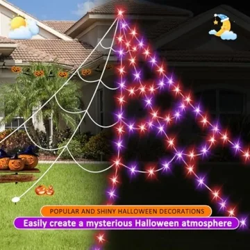 Giant Halloween Spider Web Lights with 550 LEDs