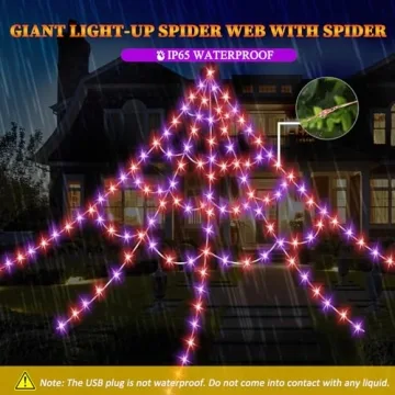 Giant Halloween Spider Web Lights with 550 LEDs