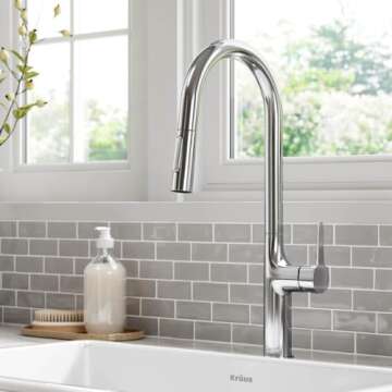 KRAUS Oletto Tall Modern Pull-Down Single Handle Kitchen Faucet in Chrome, KPF-3101CH