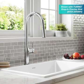 KRAUS Oletto Tall Modern Pull-Down Single Handle Kitchen Faucet in Chrome, KPF-3101CH