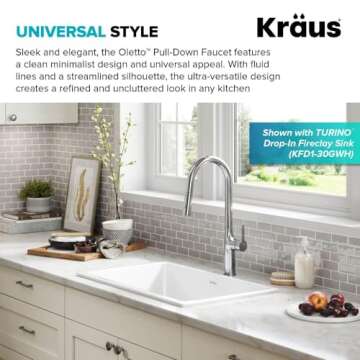 KRAUS Oletto Tall Modern Pull-Down Single Handle Kitchen Faucet in Chrome, KPF-3101CH