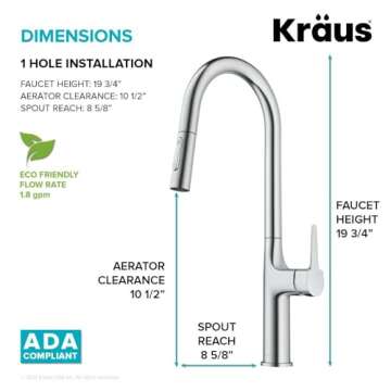 KRAUS Oletto Tall Modern Pull-Down Single Handle Kitchen Faucet in Chrome, KPF-3101CH