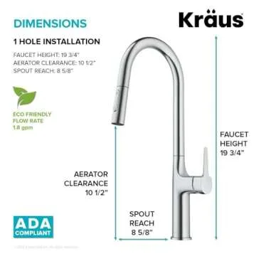 KRAUS Oletto Tall Modern Pull-Down Single Handle Kitchen Faucet in Chrome, KPF-3101CH