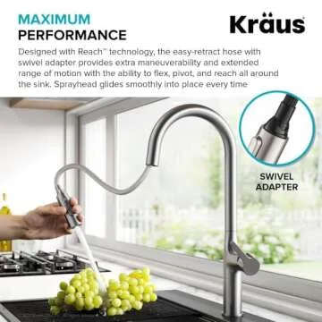 KRAUS Oletto Tall Modern Pull-Down Single Handle Kitchen Faucet in Chrome, KPF-3101CH