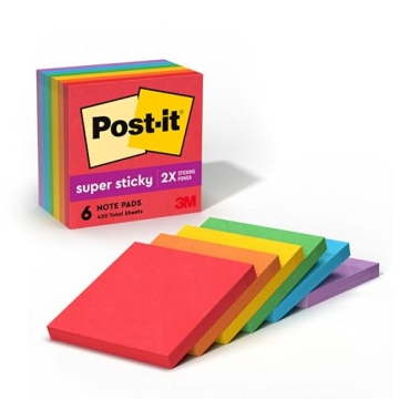 Post-it Super Sticky Notes 3x3 in 6 Pads Bright Colors