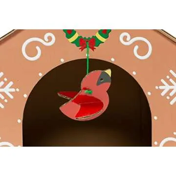 Furhaven Cardboard Cat House w/ Catnip for Indoor Cats, Ft. Scratching Pad & Hanging Toys - Decorated Gingerbread House Holiday Cat Scratcher Hideout - Christmas Print, One Size