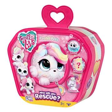 Scruff-a-Luvs| Mystery Animal Reveal. Wash, Groom & Rescue Pastel Rainbow Plush Pet. Includes Comb, Collar, Tag & Adoption Certificate. Ages 5+