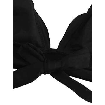 SweatyRocks Women's Sexy Bathing Suits Scallop Halter Bikini Top Floral Print Two Piece Swimsuits Black Floral Large