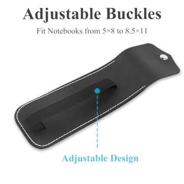 Haecsfl Adjustable Elastic Band Pen Holder for Notebooks, Pen Sleeve Pouch for Journals, Pencil Holder, Bible Planner Accessories, Cute Pencil Case(1-Black)