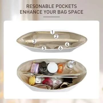 Doxo Long Champ Organizer Insert, Bag Organizer Insert for le pliage Large and More, Lightweight Waterproof DupontPaper, Keeps Handbags Shaped & Neat, 6 Compartments, 4 Size (Black, L)