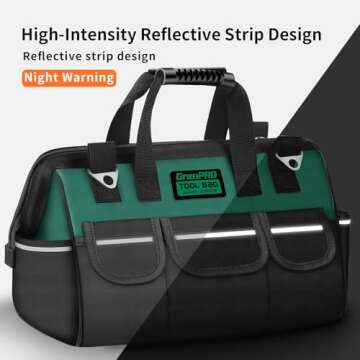 GRENPRO Tool Bag 14 Inch Large Heavy Duty Tool Bag With Wide Mouth with Adjustable Shoulder Strap,He...