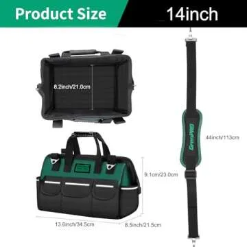 GRENPRO 14 Inch Heavy Duty Wide Mouth Tool Bag
