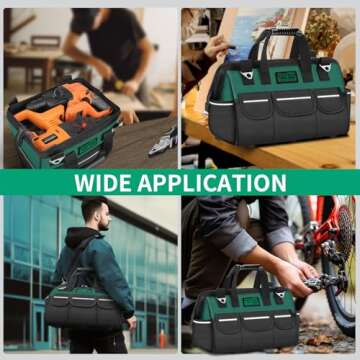 GRENPRO Tool Bag 14 Inch Large Heavy Duty Tool Bag With Wide Mouth with Adjustable Shoulder Strap,Heavy Duty Tool Bag Organizer Specially Designed for Various Tools