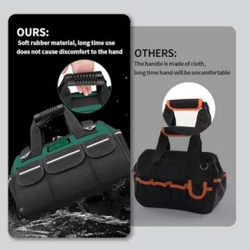 GRENPRO Tool Bag 14 Inch Large Heavy Duty Tool Bag With Wide Mouth with Adjustable Shoulder Strap,Heavy Duty Tool Bag Organizer Specially Designed for Various Tools