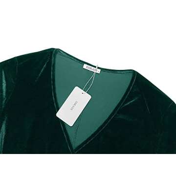 DIRASS Cocktail Dress for Women Wedding Guest Evening Party Formal Emerald Green Sexy Date Night Long Sleeve Tight Velvet Dress S,Green