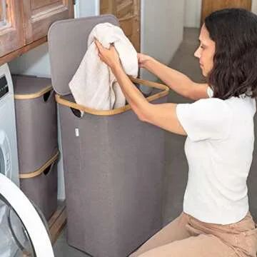 Lonbet Sturdy Tall Bamboo Laundry Hamper with Lid