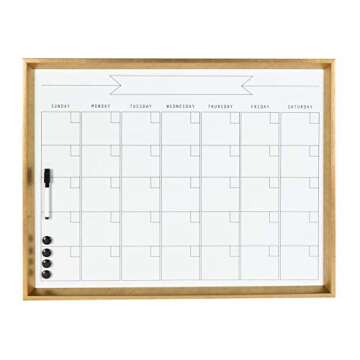DesignOvation Calter Modern Framed Magnetic Dry Erase Monthly Calendar, Gold