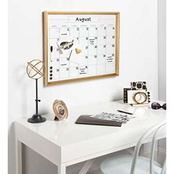 DesignOvation Calter Modern Framed Magnetic Dry Erase Monthly Calendar, Gold