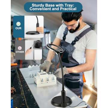 10X Magnifying Glass with Light and Stand, LED 5 Color Modes, Brightness Stepless Dimming Lighted Ma...