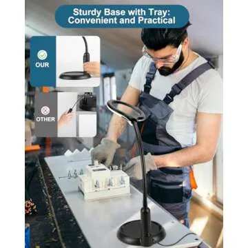 10X Magnifying Glass with Light and Stand, LED 5 Color Modes, Brightness Stepless Dimming Lighted Ma...