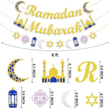 Vikiyama Ramadan Mubarak Banner - Elegant Gold Hanging Decor for Eid