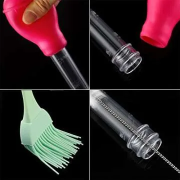 Nylon Turkey Baster Set with Silicone Brush and Cleaners