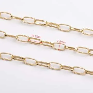 UMAOKANG 5 Meters Aluminum Jewelry Chain Roll Gold Plated Oval Paperclip Chains for Jewelry Making Men and Women Necklace DIY Jewelry Findings