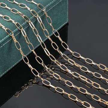 UMAOKANG 5 Meters Aluminum Jewelry Chain Roll Gold Plated Oval Paperclip Chains for Jewelry Making Men and Women Necklace DIY Jewelry Findings