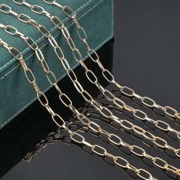UMAOKANG 5 Meters Aluminum Jewelry Chain Roll Gold Plated Oval Paperclip Chains for Jewelry Making Men and Women Necklace DIY Jewelry Findings