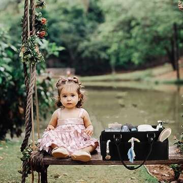 XUANGUO Baby Diaper Caddy Organizer for Boy Large Nursery Storage Bin Basket Portable Holder Tote Bag for Changing Table and Car Baby Shower Gifts Newborn Essentials Baby Must Haves Items black