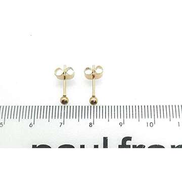 14K Gold Plating Tiny 3MM Minimalist Stud Earrings Micro 20G Cartilage Piercing Ear Studs Mini Bead Post Earrings for Women&Men…