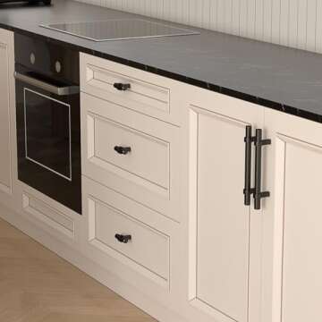 goldenwarm 10 Pack 5 inch Black Cabinet Pulls Matte Kitchen Drawer Handles Zinc Alloy Dresser Hardware