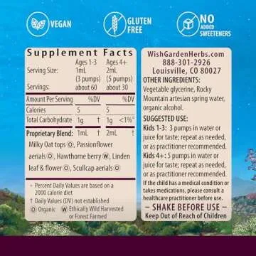 WishGarden Herbs Sleepy Nights for Kids - All-Natural Herbal Sleep Aid Tincture Without Melatonin, O...