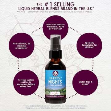 WishGarden Herbs Sleepy Nights for Kids - All-Natural Herbal Sleep Aid Tincture Without Melatonin, Organic Sleep Supplement with Passionflower & Scullcap, Supports Safe and Restful Deep Sleep, 2oz