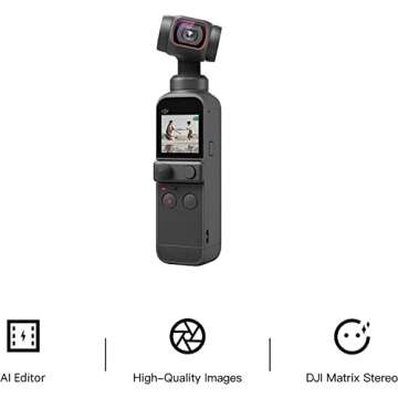 DJI Pocket 2 Creator Combo, 3 Axis Gimbal Stabilizer with 4K Camera, 1/1.7" CMOS, 64MP Photo, for Android and iPhone CP.OS.00000121.02 Vlogger Bundle with Deco Essentials Hard Case and Accessories