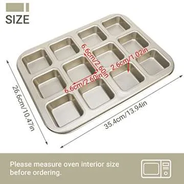 Beasea 12-Cavity Mini Brownie Pan - Non-Stick Carbon Steel Tray