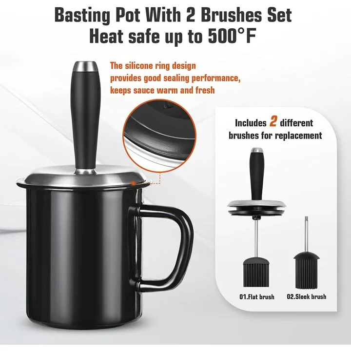 25oz Basting Pot with Brush Set for BBQ Lovers
