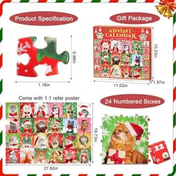 Advent Calendar 2024 Christmas Jigsaw Puzzle, Calendario De Adviento Christmas Cat Jigsaw Puzzles 24...